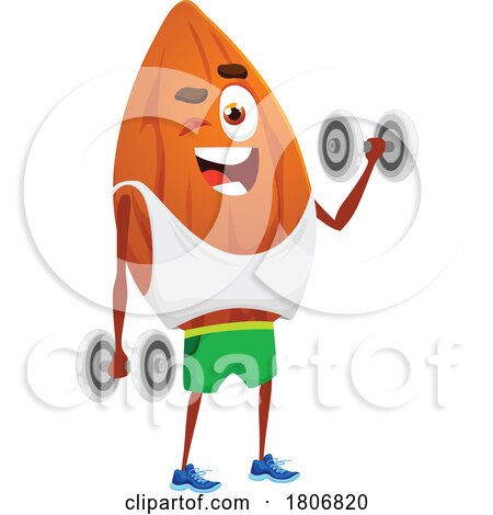 Almond Nut Food Mascot Working out by Vector Tradition SM