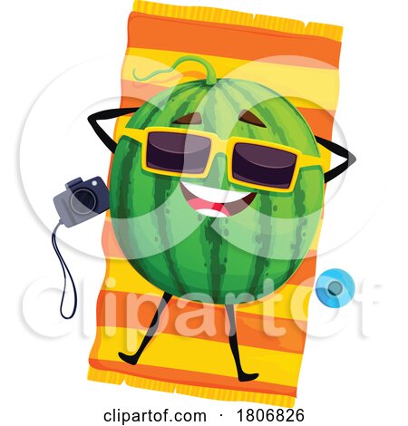 Sun Bathing Watermelon Fruit Mascot Character by Vector Tradition SM
