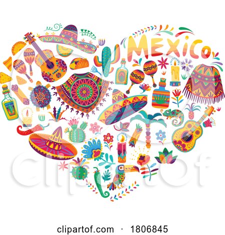 Mexican Heart Collage by Vector Tradition SM