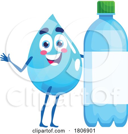 Water Drop Mascot with a Bottle by Vector Tradition SM