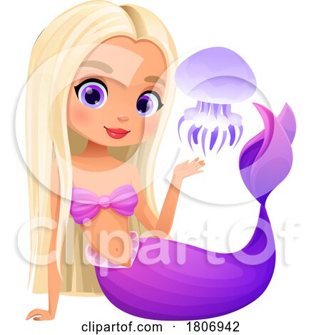 Blond Mermaid with a Jellyfish by Vector Tradition SM