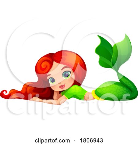Resting Red Haired Mermaid by Vector Tradition SM