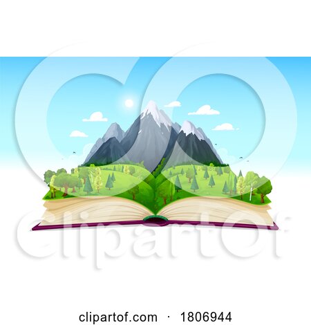 Open Book with a Nature Landscape by Vector Tradition SM