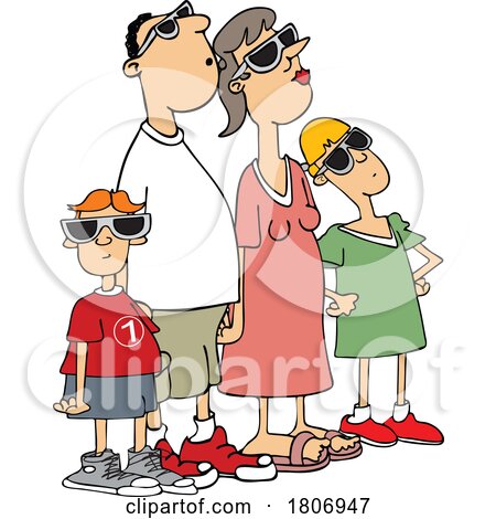 Cartoon Family Watching an Eclipse by djart