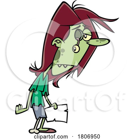 Licensed Clipart Cartoon Zombie Teacher with an Eyeball Hanging out by toonaday