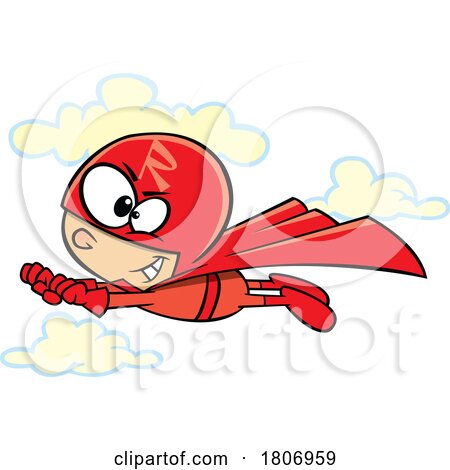 Licensed Clipart Cartoon Flying Color Red Super Hero by toonaday