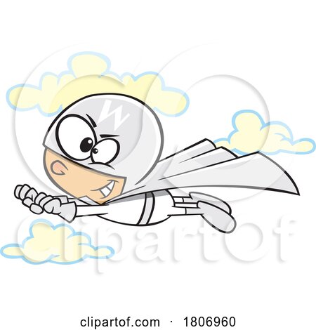 Licensed Clipart Cartoon Flying Color White Super Hero by toonaday