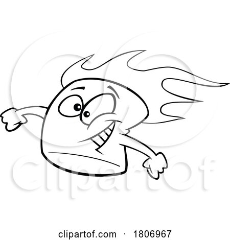 Black and White Clipart Cartoon Happy Flaming Marshmallow by toonaday