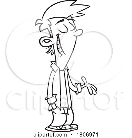 Black and White Clipart Cartoon Gesturing and Talking by toonaday