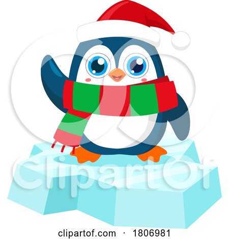 Cartoon Christmas Penguin on Ice by Hit Toon