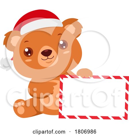 Cartoon Christmas Teddy Bear with a Sign by Hit Toon