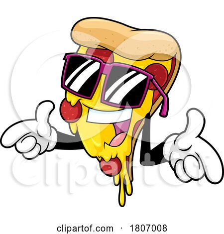 Cartoon Pizza Slice Mascot Wearing Sunglasses by Hit Toon