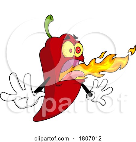 Cartoon Chili Pepper Mascot Breathing Fire by Hit Toon