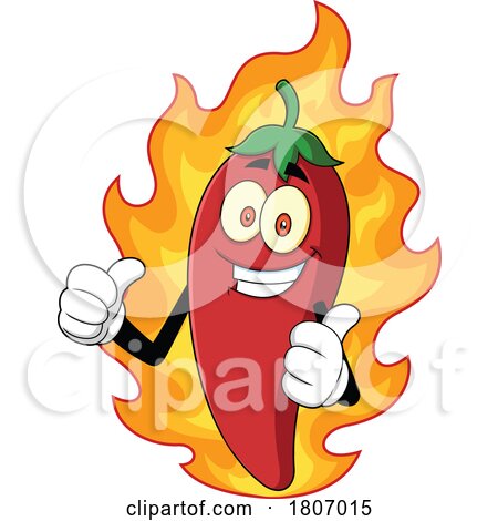 Cartoon Chili Pepper Mascot with Fire by Hit Toon