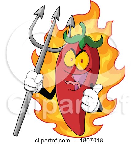 Cartoon Devil Chili Pepper Mascot with Fire by Hit Toon