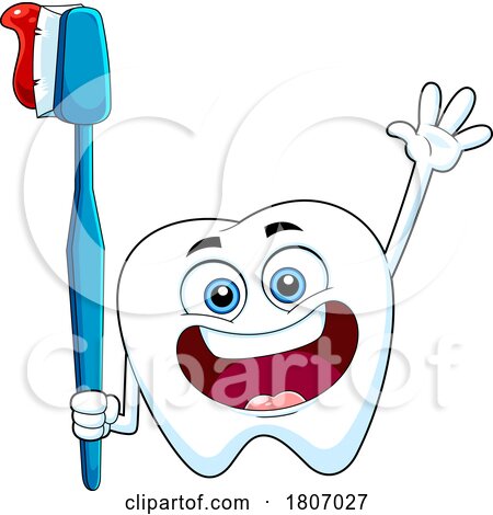 Cartoon Tooth Mascot with a Brush and Paste by Hit Toon