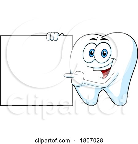 Cartoon Tooth Mascot with a Sign by Hit Toon