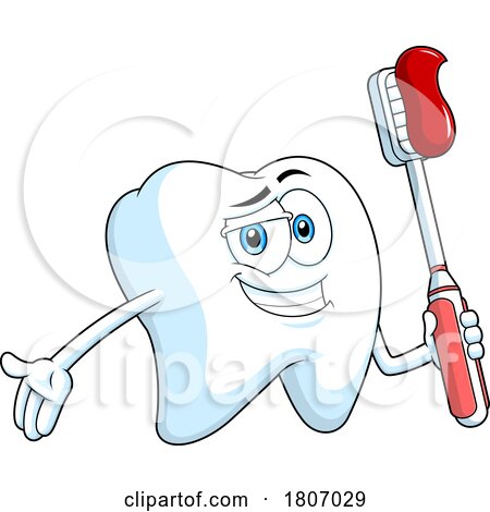 Cartoon Tooth Mascot Holding a Brush by Hit Toon