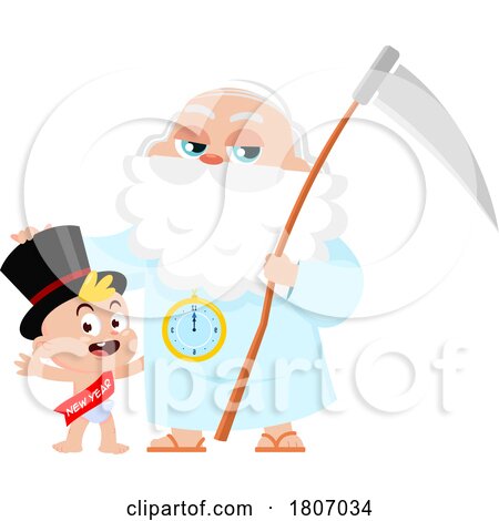 Cartoon New Year Baby and Father Time by Hit Toon