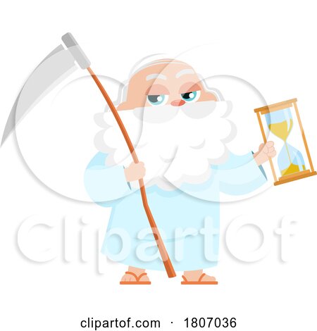 Cartoon Father Time Holding an Hourglass by Hit Toon