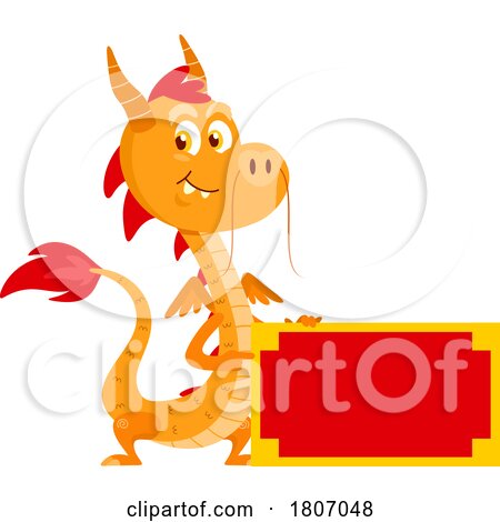Cartoon Chinese Dragon with a Sign by Hit Toon
