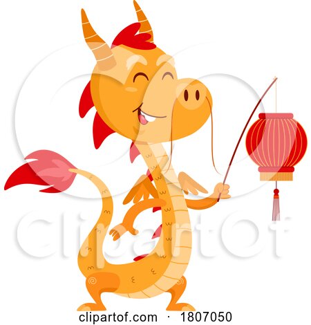 Cartoon Chinese Dragon with a Lantern by Hit Toon