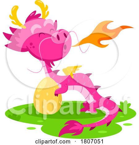 Cartoon Chinese Dragon with an Egg by Hit Toon