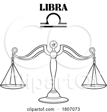 Cartoon Black And White Libra Scales by Hit Toon