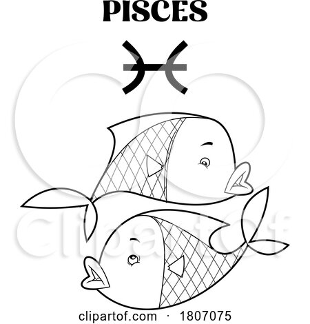 Cartoon Black And White Pisces Fish by Hit Toon