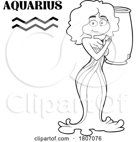 Cartoon Black And White Aquarius Water Carrier by Hit Toon