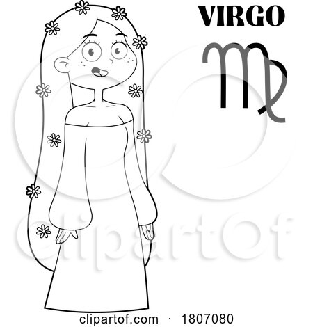 Cartoon Black And White Virgo Woman by Hit Toon