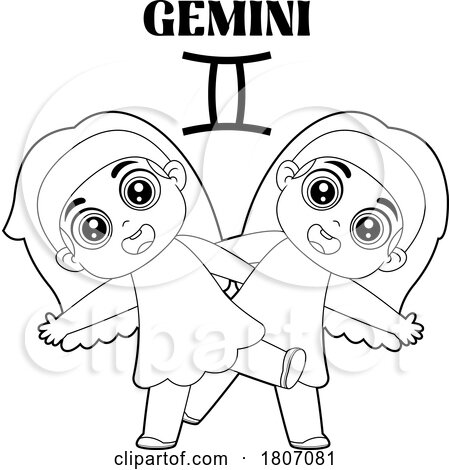 Cartoon Black And White Gemini Twins by Hit Toon
