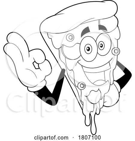 Cartoon Black and White Pizza Slice Mascot Gesturing Perfect by Hit Toon