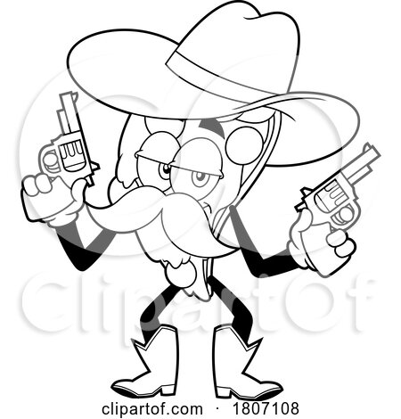 Cartoon Black and White Cowboy Pizza Slice Mascot by Hit Toon