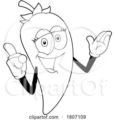 Cartoon Black and White Female Chili Pepper Mascot by Hit Toon
