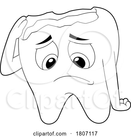 Cartoon Black and White Crying Tooth Mascot by Hit Toon