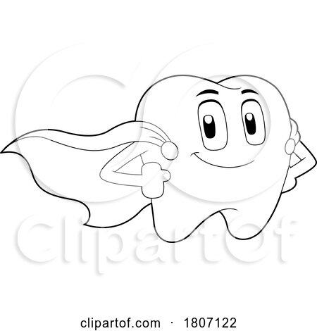 Cartoon Black and White Tooth Mascot Super Hero by Hit Toon