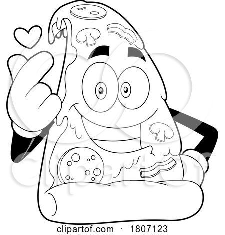 Cartoon Black and White Pizza Slice Mascot with a Heart by Hit Toon