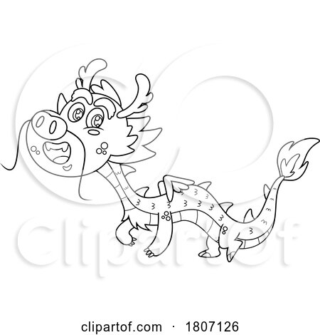 Cartoon Black and White Chinese Dragon by Hit Toon