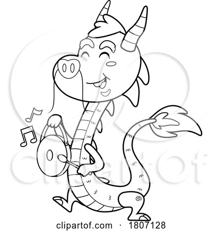 Cartoon Black and White Chinese Dragon Hatching by Hit Toon