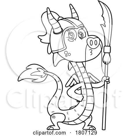 Cartoon Black and White Chinese Dragon Guard by Hit Toon