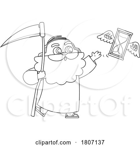 Cartoon Black and White Father Time Chasing Time by Hit Toon