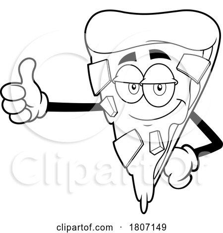 Cartoon Black and White Pizza Slice Mascot Giving a Thumb up by Hit Toon