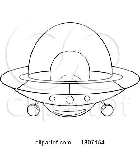 Cartoon Black and White UAP UFO Flying Saucer by Hit Toon