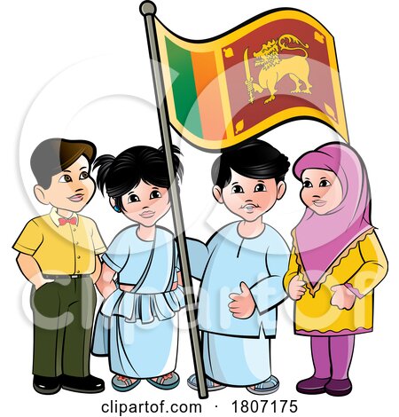 Children with a Sri Lankan Flag by Lal Perera
