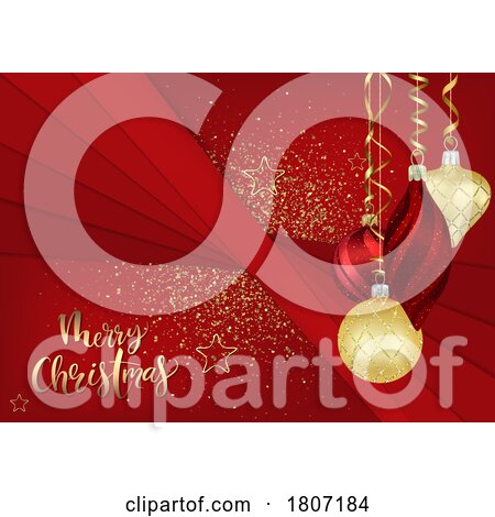 Red and Gold Merry Christmas Greeting Background by dero
