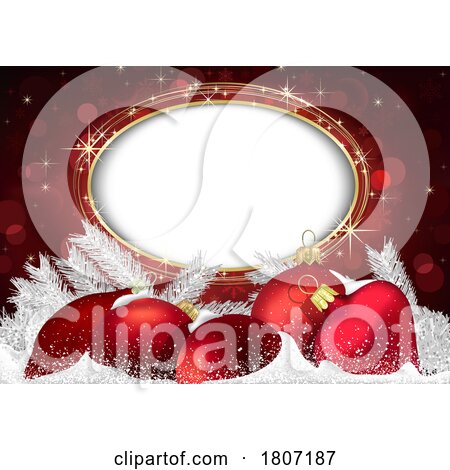 Red Christmas Background with Branches and Copyspace by dero