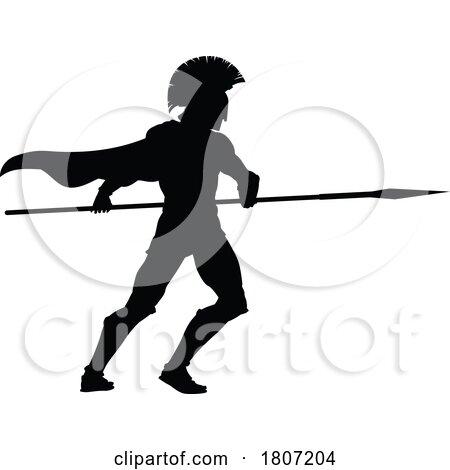 Spartan Silhouette Gladiator Trojan Greek Warrior by AtStockIllustration