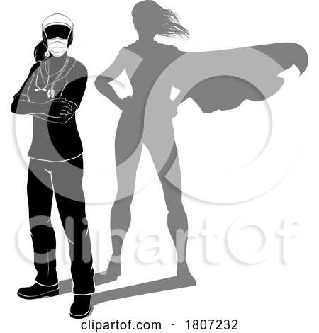 Doctor Nurse Woman Silhouette Mask Super Hero by AtStockIllustration