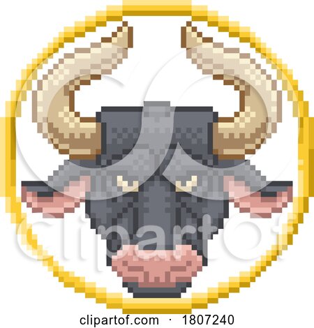 Zodiac Horoscope Astrology Taurus Pixel Art Sign by AtStockIllustration
